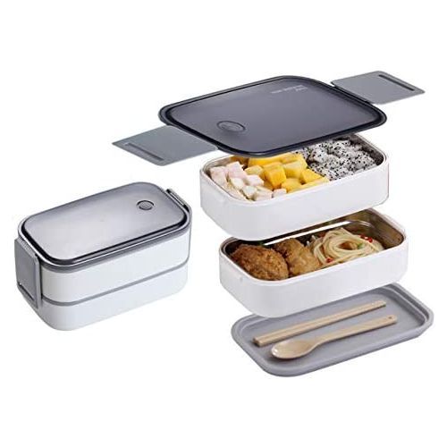 Double-Layer Food Lunch Box, Leakproof Container,Microwave Safe, Color May Vary.
