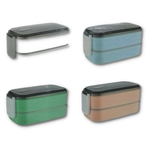 Double-Layer Food Lunch Box, Leakproof Container,Microwave Safe, Color May Vary.