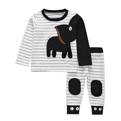 2pcs/set Tops+Pants Baby Boys Suit Long Sleeves Striped Elephant Print Casual Round Neck New,100cm NO5116