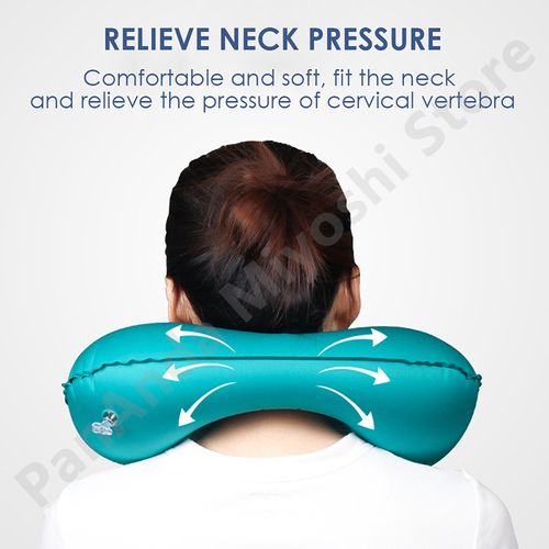 U-Shape Inflatable Neck Pillow-Light Blue