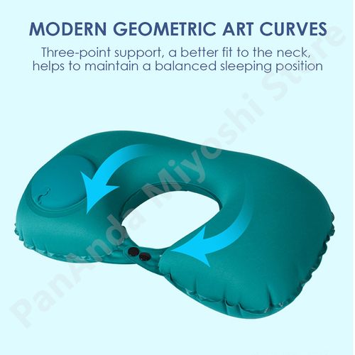 U-Shape Inflatable Neck Pillow-Light Blue