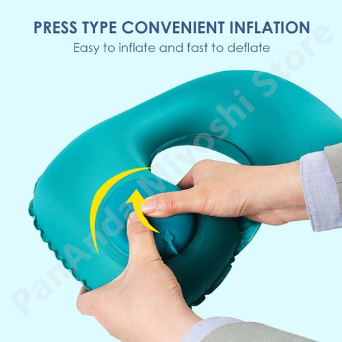 U-Shape Inflatable Neck Pillow-Light Blue