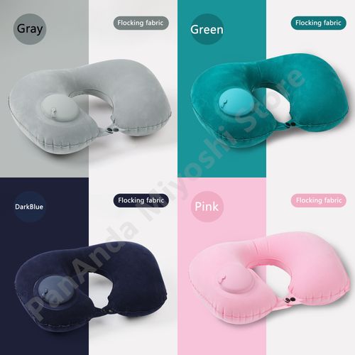 U-Shape Inflatable Neck Pillow-Light Blue