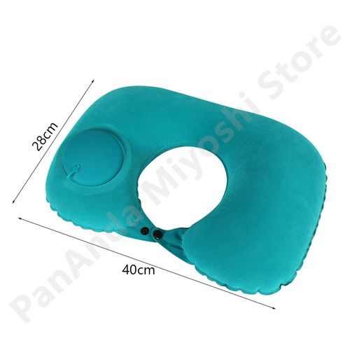 U-Shape Inflatable Neck Pillow-Light Blue