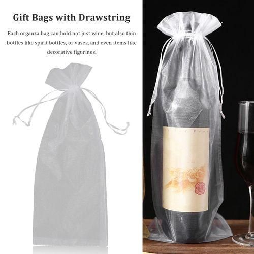 915 Generation 20Pcs Sheer Organza Wine Bags 14X37cm Reusable Simple White