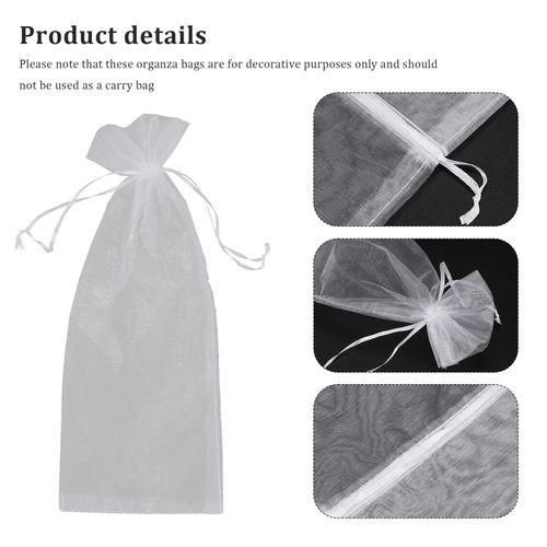 915 Generation 20Pcs Sheer Organza Wine Bags 14X37cm Reusable Simple White