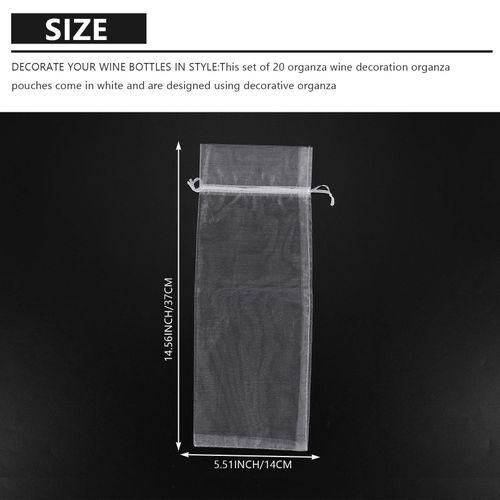 915 Generation 20Pcs Sheer Organza Wine Bags 14X37cm Reusable Simple White