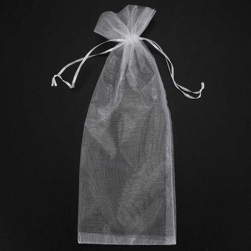 915 Generation 20Pcs Sheer Organza Wine Bags 14X37cm Reusable Simple White