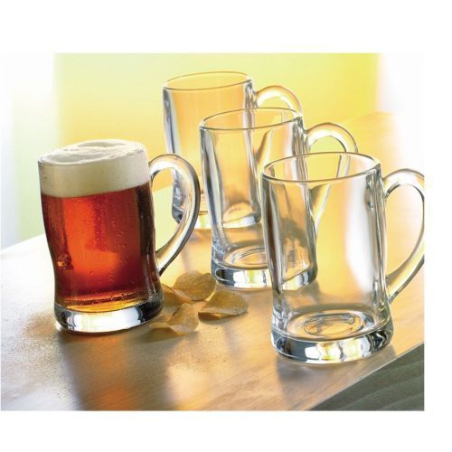6 Pieces Heavy Duty Beer Glasses Set With Handle-Transparent