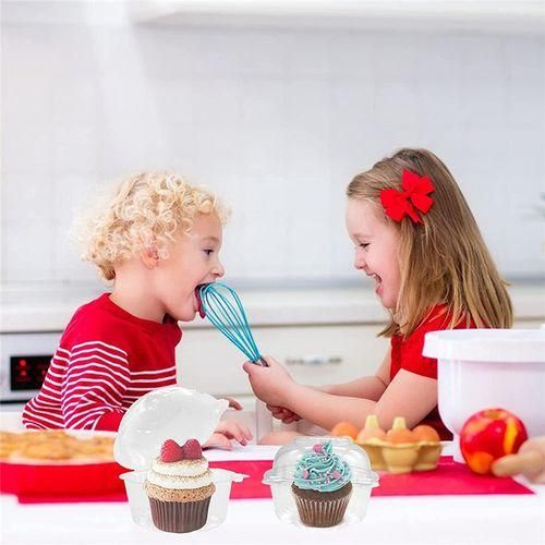 915 Generation 100Pcs Clear Cupcake Boxes Individual Plastic Cupcake Boxes Dome Single Cupcake Holder Hinged Food Container with Lids