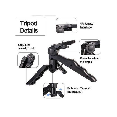 Tripod Recording Portable Stabilizer Cell Phone Tripod Led Beauty Leg Pocket Fill Light Smartphone Video Making Kit - Black