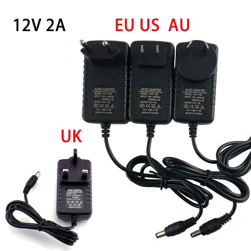 AC DC 12v 2A 2000ma Adapter Power Supply Adaptor EU UK AU US PLUG 5.5*2.5mm Wall Charger for Led Strip Light Lamp CCTV camera
