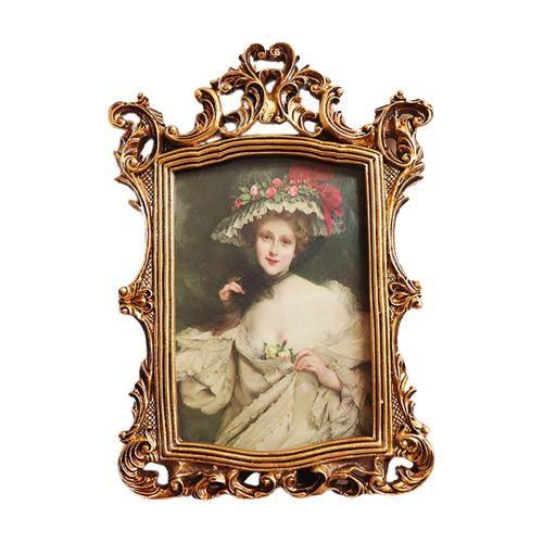 Carved Floral Rectangle Polyresin Picture Frame For