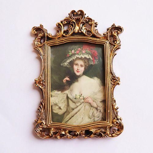 Carved Floral Rectangle Polyresin Picture Frame For