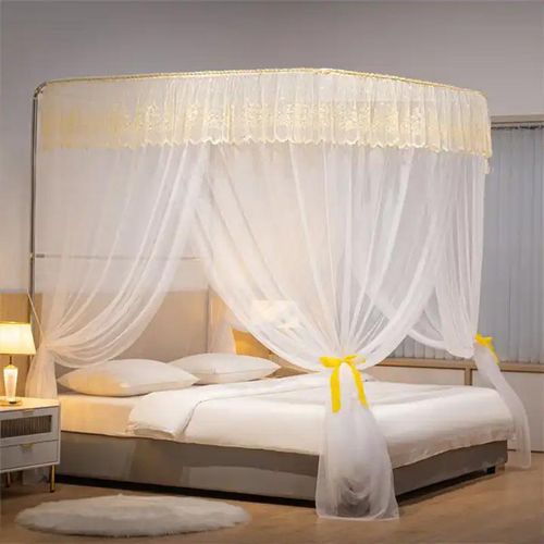 David Fishing Rod Mosquito Net With 2 Stands & Retractable Guide Rail Premium Packaging Vary Design F1 White