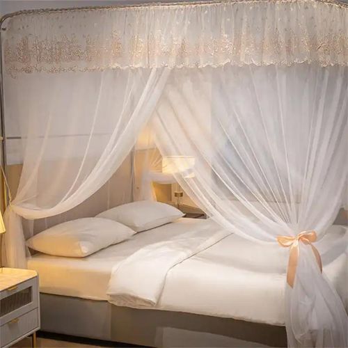 David Fishing Rod Mosquito Net With 2 Stands & Retractable Guide Rail Premium Packaging Vary Design F1 White