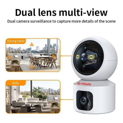 Home camera Dual lens HD night vision full color 360degree area tracking small camera wireless