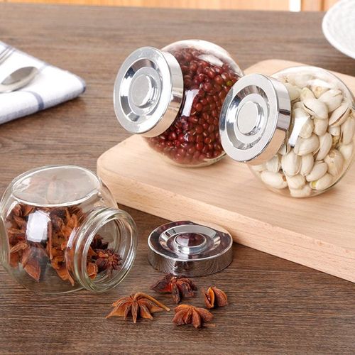 Empty Clear Glass Tins Colorless