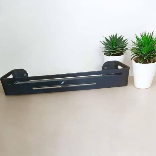 Bathroom Storage Tray with Hooks Towel Bar Kitchen & Bathroom Dual-purpose Metal Shelf Wall Mounted Shampoo Holder