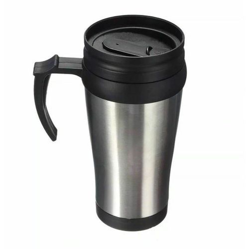 Prima Stainless Steel Travel Car Mug with Handle - Silver