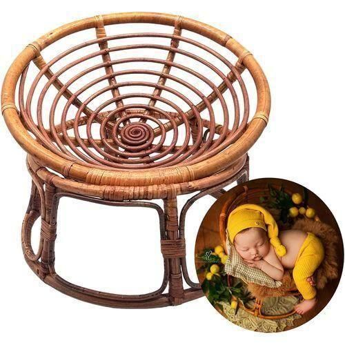 Newborn Photography Props Retro Handmade Baby Papasan Chair Rattan Photoshoot Props Girl Boy Bed