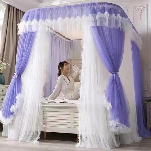 David Remium  Rail Mosquito Net With Double Bed Net Design RA2  Blue