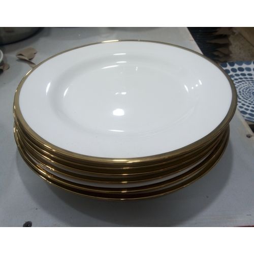 Ceramic Dinner Plates With Gold Rim-White