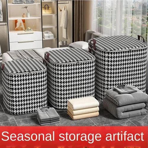 100L 140L 180L 3Pieces Of Clothes Storage Box Wardrobe Foldable Closet Sorting Portable Storage Bag Winter Cup Storage Box, Double Zipper Sturdy Space Saving For Bedsheets Pillows Blankets Quilt Seasonal Clothing -Multicolor
