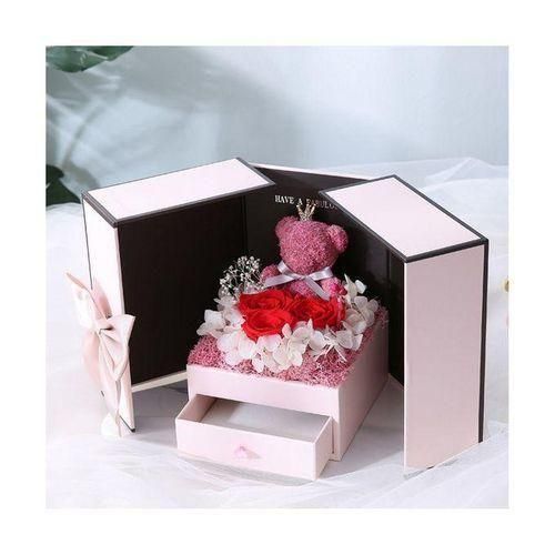 915 Generation Mother's Day Mom Gift Bear with Three Red Roses Eternal Flower Gift Box Birthday Gift