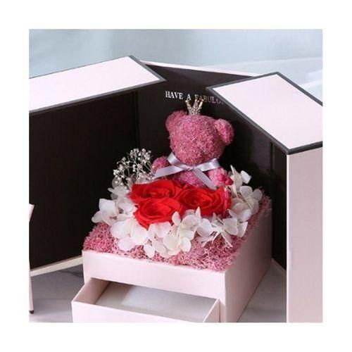 915 Generation Mother's Day Mom Gift Bear with Three Red Roses Eternal Flower Gift Box Birthday Gift