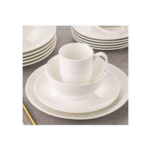 Set Of 20Pcs Ceramic Dinner Plates And Cups – White