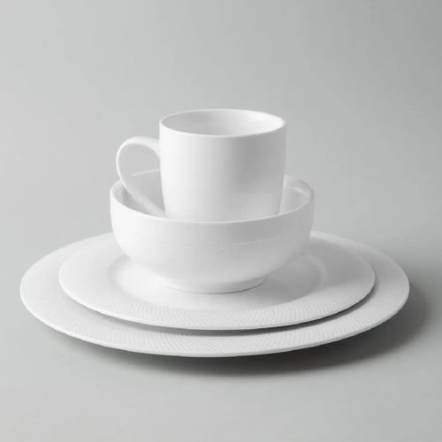 Set Of 20Pcs Ceramic Dinner Plates And Cups – White