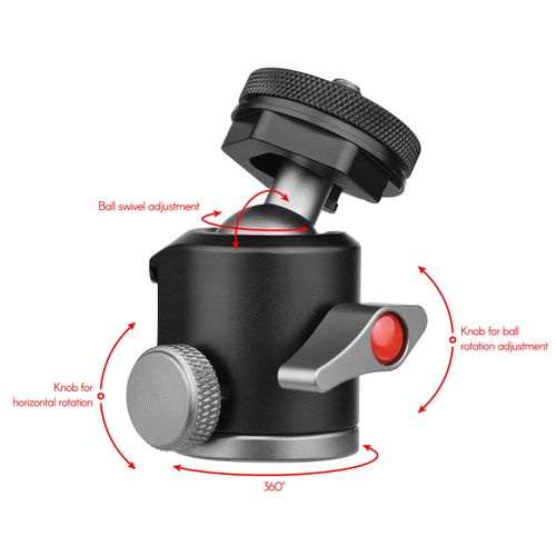 Andoer 2-in-1 360° Rotatable Dual Use Ball Head Cold Shoe
