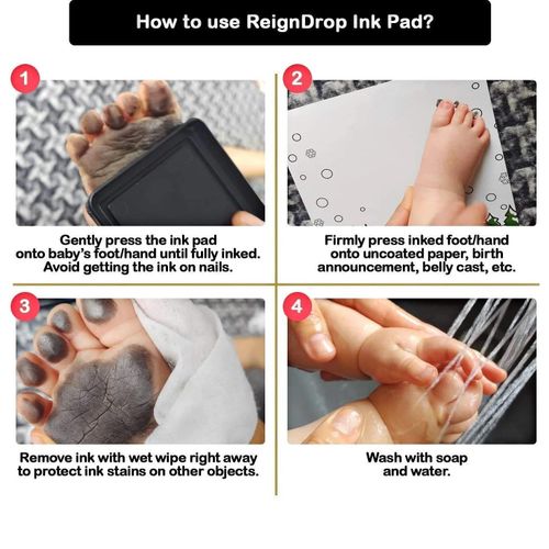 Ink Pad For Baby Footprint Handprint Create Impressive Keepsake Stamp Non-Toxic and Acid-Free Ink Easy To Wipe and Wash Off Skin