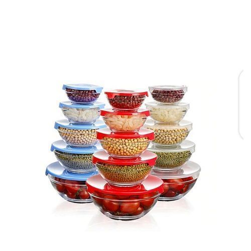 5Pcs Glass Bowl Set Clear -Blue
