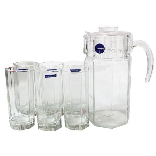 Luminarc 6 Pieces Of Juice Glasses Cups And 1 Jar Water Set -Colorless