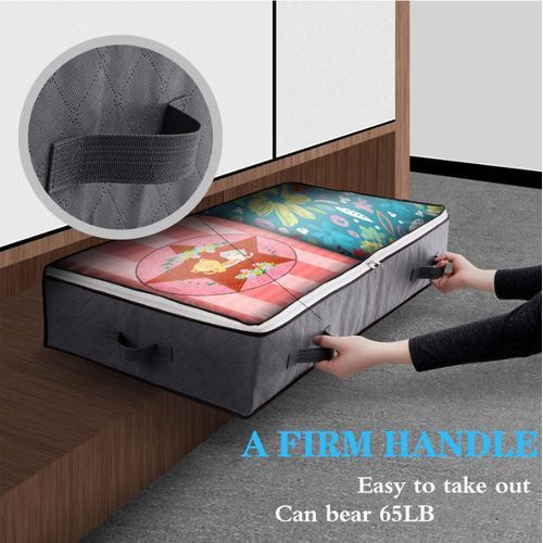 Foldable Non Woven Under Bed Storage Bag, With Clear Window, Zipper