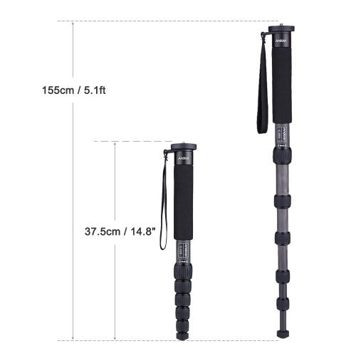 Andoer C-555 155cm/5.1ft Carbon Fiber Camera Monopod Unipod