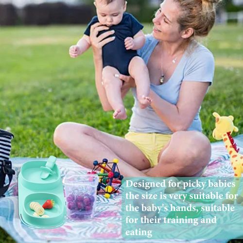 Silicone Plates for Baby Foldable Baby Dishes with 2 Bowls Portable Baby Feeding Supplies for Babies Toddlers Camping Picnic Travel Outdoor Dinner NO5297