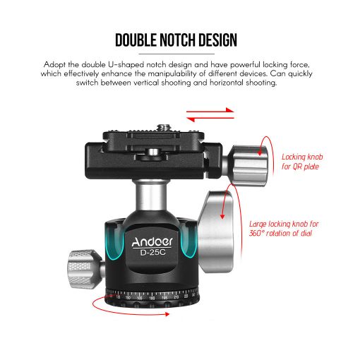 Andoer D-25C  Machining Aluminum Alloy Double Notch Ball