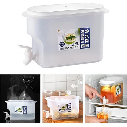 3.5L Fridge Beverage Dispenser With Faucet In Refrigerator Container- Colourless.