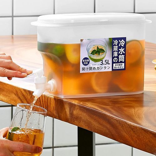 3.5L Fridge Beverage Dispenser With Faucet In Refrigerator Container- Colourless.