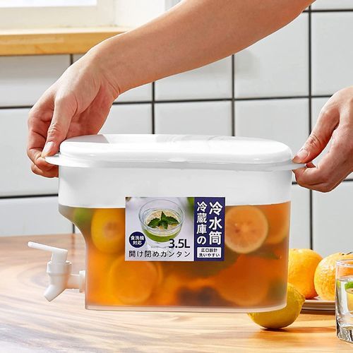 3.5L Fridge Beverage Dispenser With Faucet In Refrigerator Container- Colourless.