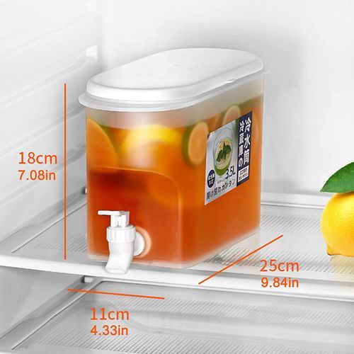 3.5L Fridge Beverage Dispenser With Faucet In Refrigerator Container- Colourless.