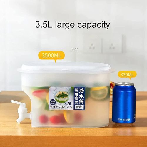 3.5L Fridge Beverage Dispenser With Faucet In Refrigerator Container- Colourless.