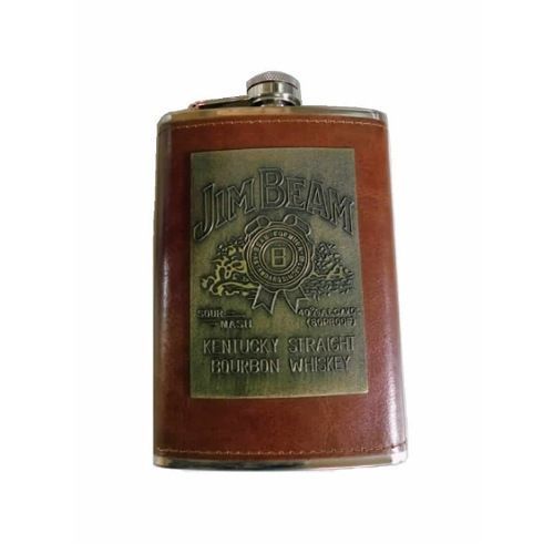 9 Oz Stainless Steel Leather Whisky Hip Flask, Pocket Bottle Storage- Multicolor