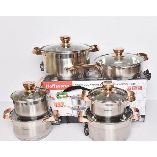12 Piece Of Stainless Steel  Pots And Frying pan Saucepans Cookware, Silver.