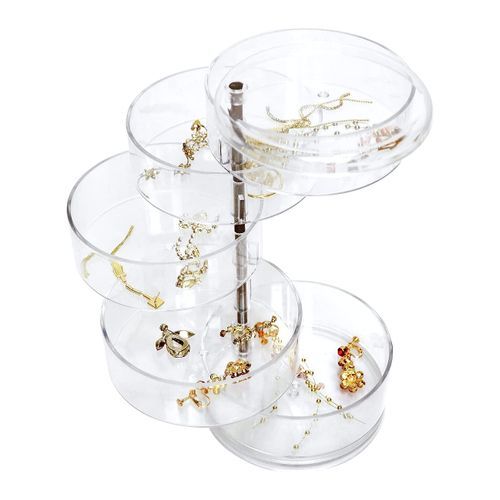 Rotating Jewelry Box Earrings Hair Ring Multi-function Storage rack -Colorless