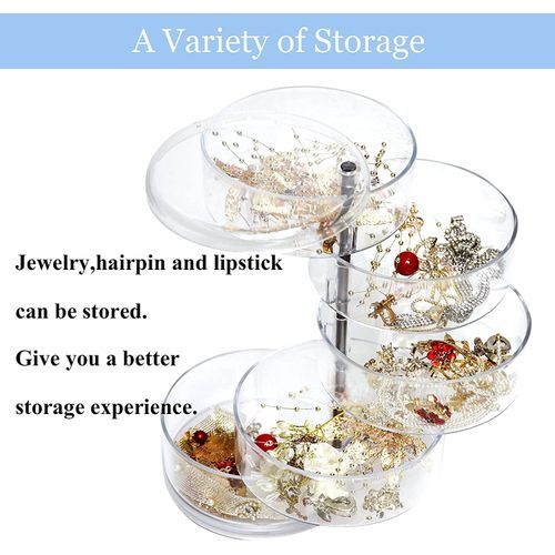 Rotating Jewelry Box Earrings Hair Ring Multi-function Storage rack -Colorless