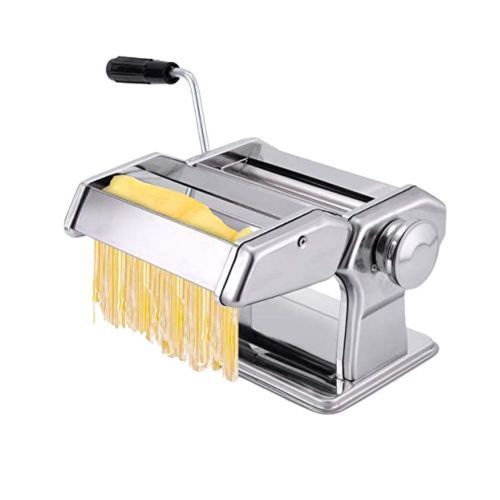 Pasta Maker Roller Machine, Manual Spaghetti, Noodles Maker Cutter-Silver.